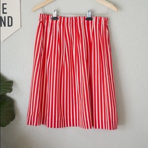 J. Crew Factory Red and White Stripe Skirt
